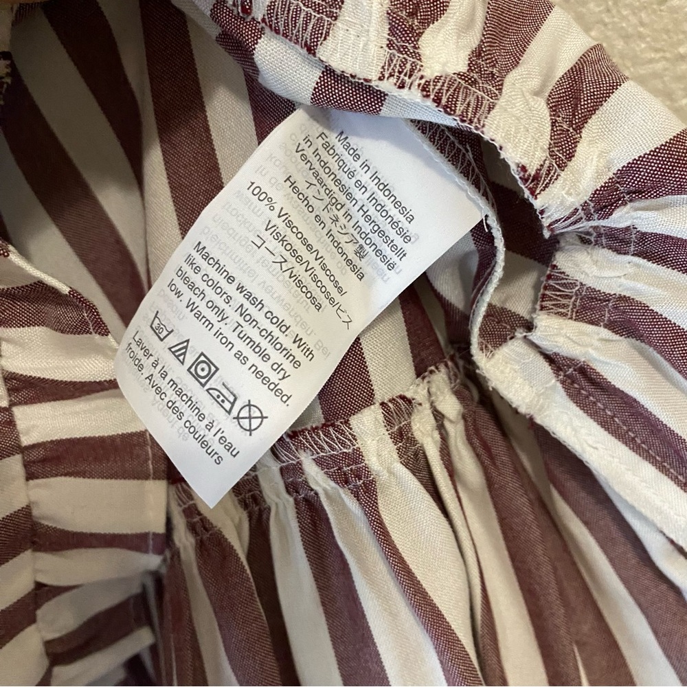 Madewell Stanza Ruffle Hem Top Small Striped Short Sleeve Peplum Preppy Cottage - Picture 10 of 12